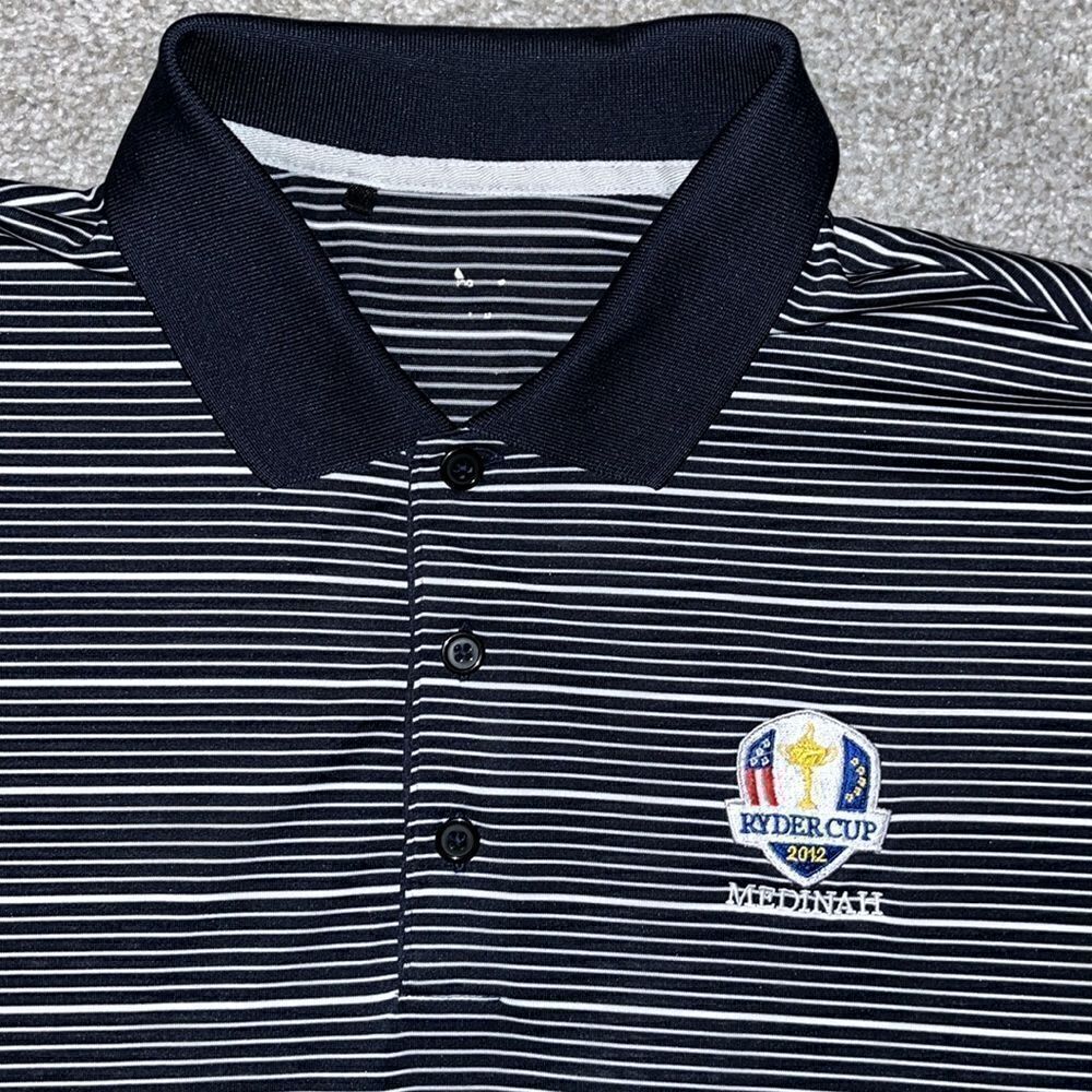 Adidas 2012 Ryder cup Medinah Black White stripe men’s golf polo shirt L